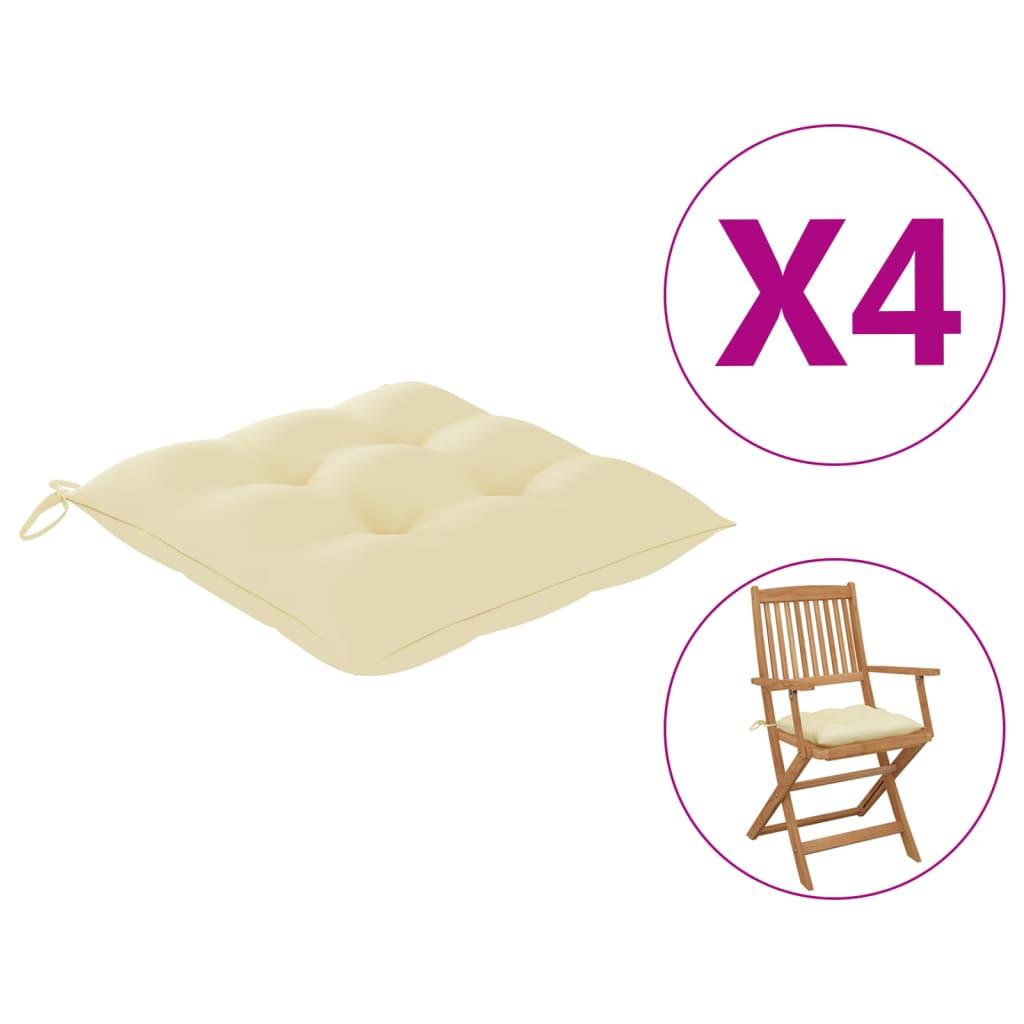 Chair Cushions 4 pcs Cream White 15.7"x15.7"x2.8" Fabric at Set Shop and Smile
