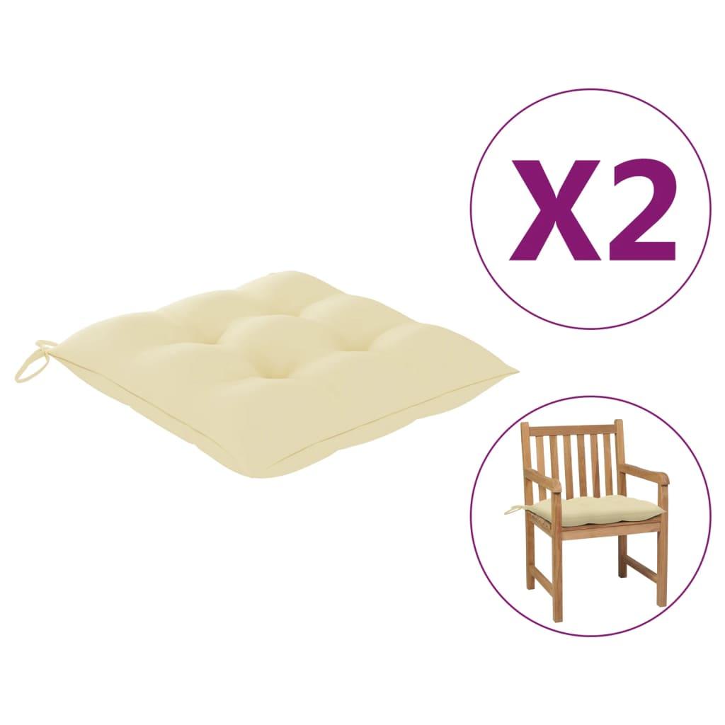 Chair Cushions 2 pcs Cream White 19.7"x19.7"x2.8" Fabric at Set Shop and Smile