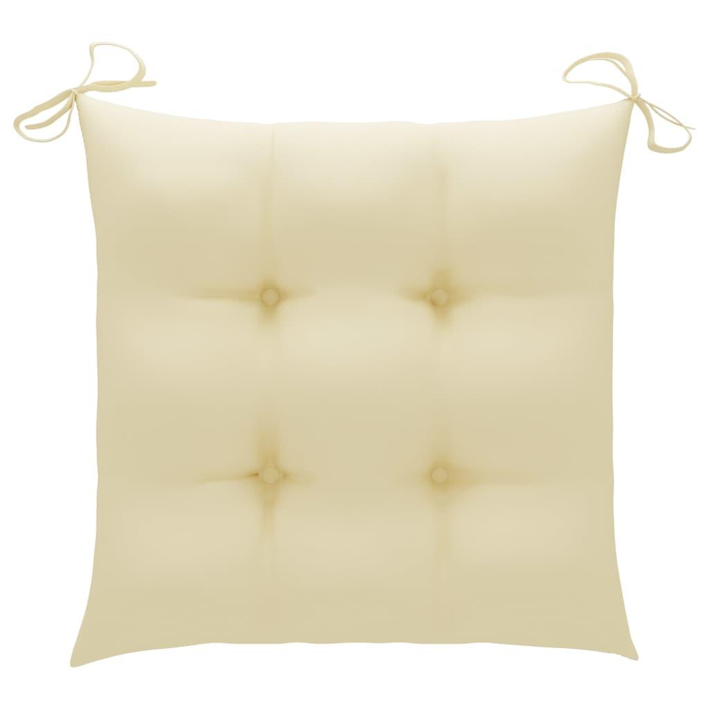 Chair Cushions 2 pcs Cream White 19.7"x19.7"x2.8" Fabric at Set Shop and Smile