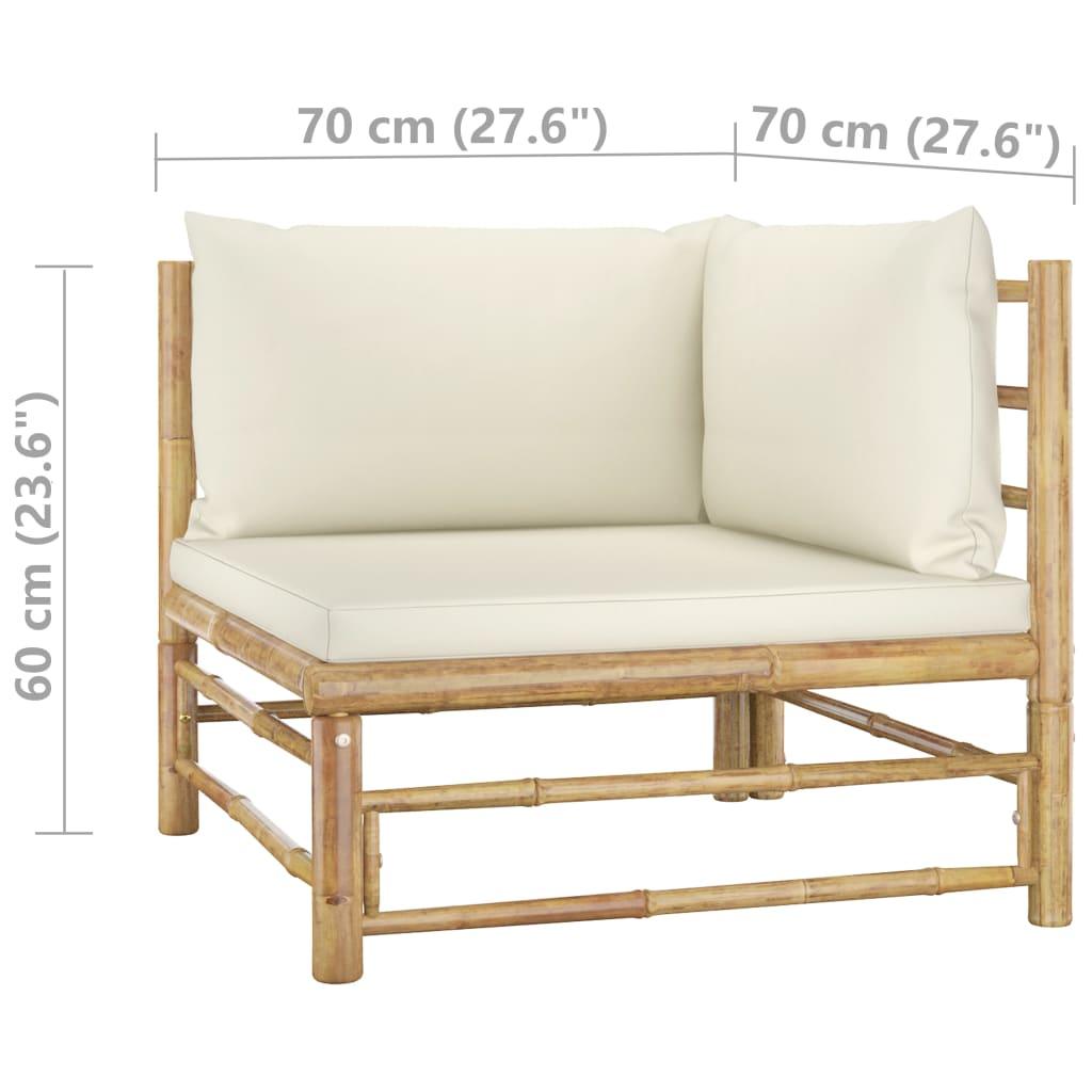 2 Piece Patio Lounge Set with Cream White Cushions Bamboo at Set Shop and Smile