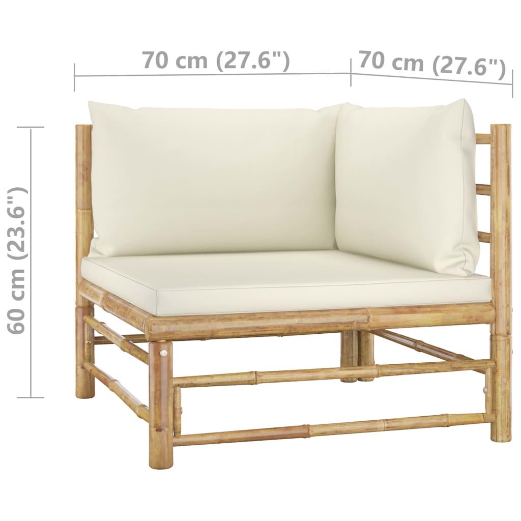 2 Piece Patio Lounge Set with Cream White Cushions Bamboo at Set Shop and Smile