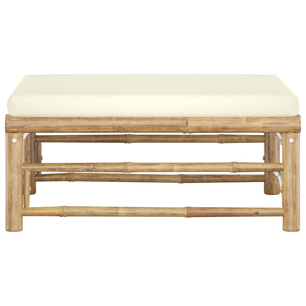 Patio Footrest with Cream White Cushion Bamboo at Set Shop and Smile