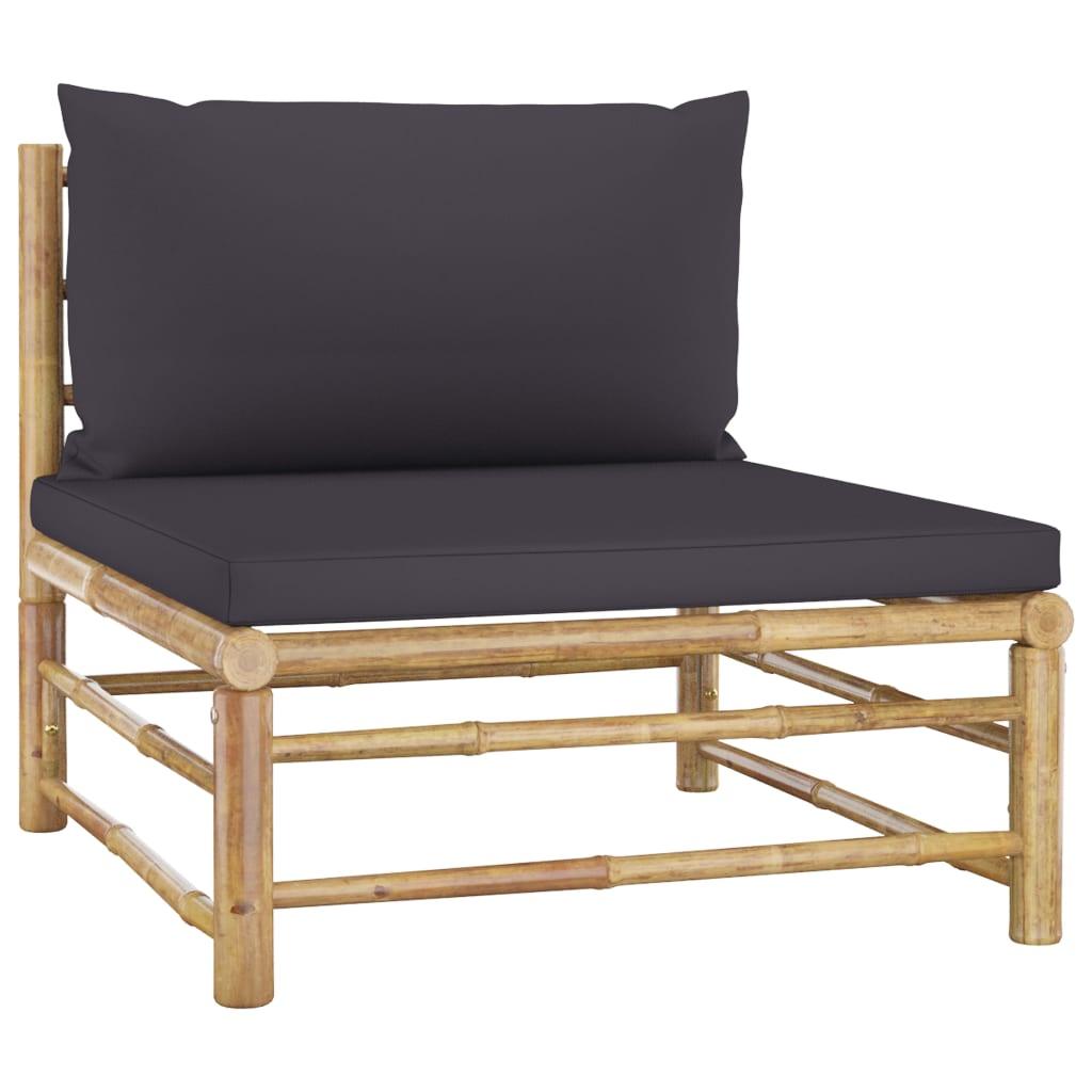 Patio Middle Sofa with Dark Gray Cushions Bamboo at Set Shop and Smile