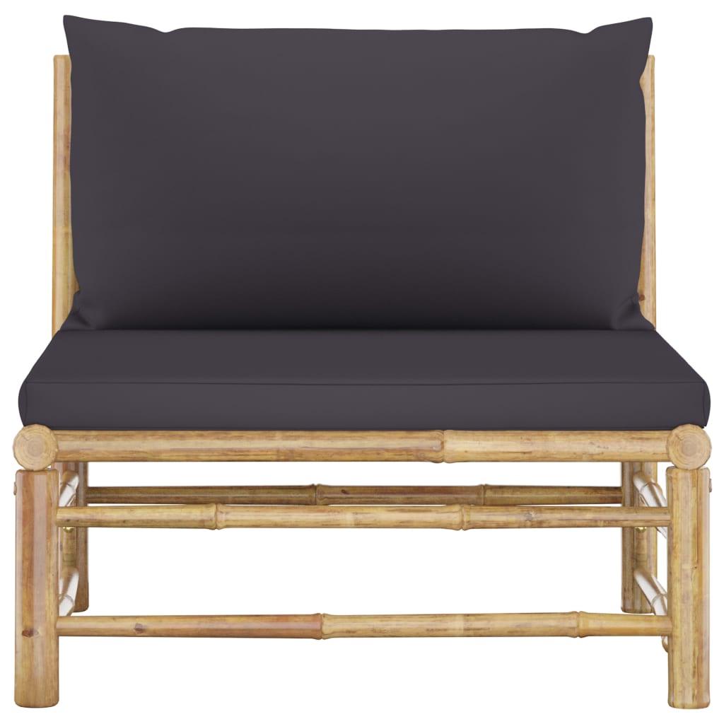 Patio Middle Sofa with Dark Gray Cushions Bamboo at Set Shop and Smile