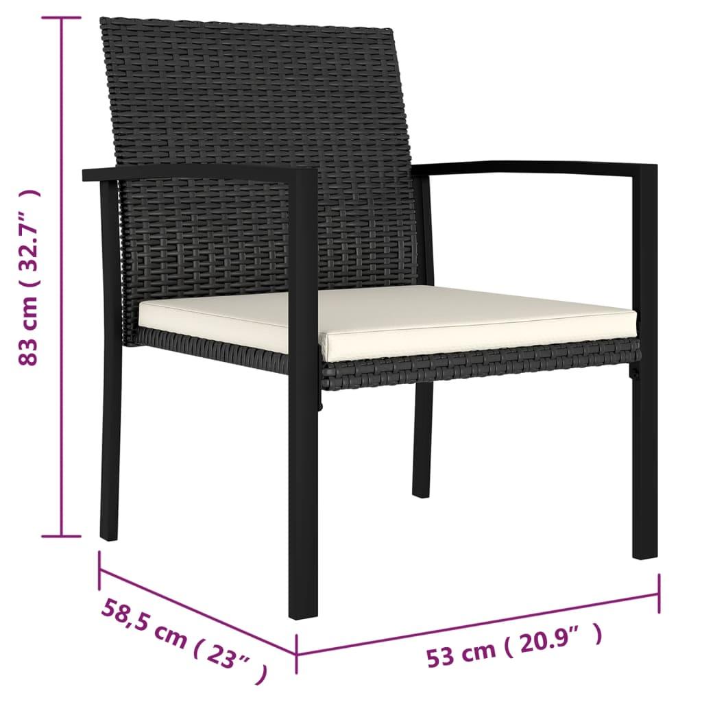 Patio Dining Chairs 2 pcs Poly Rattan Black at Set Shop and Smile