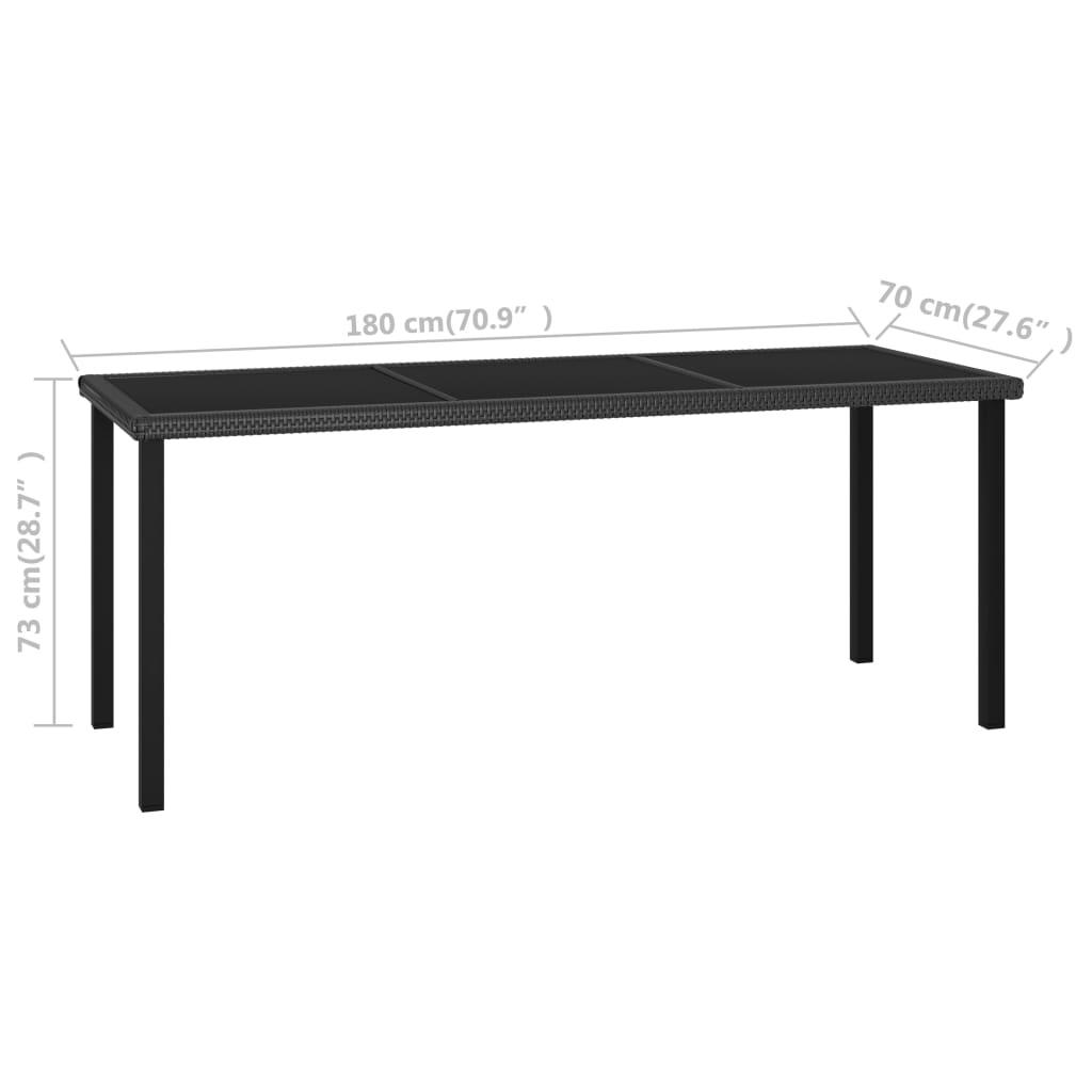 Patio Dining Table Black 70.9"x27.6"x28.7" Poly Rattan at Set Shop and Smile