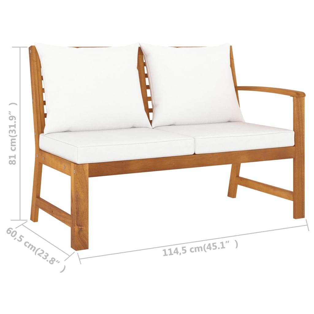 4 Piece Patio Lounge Set with Cushion Cream Solid Acacia Wood at Set Shop and Smile