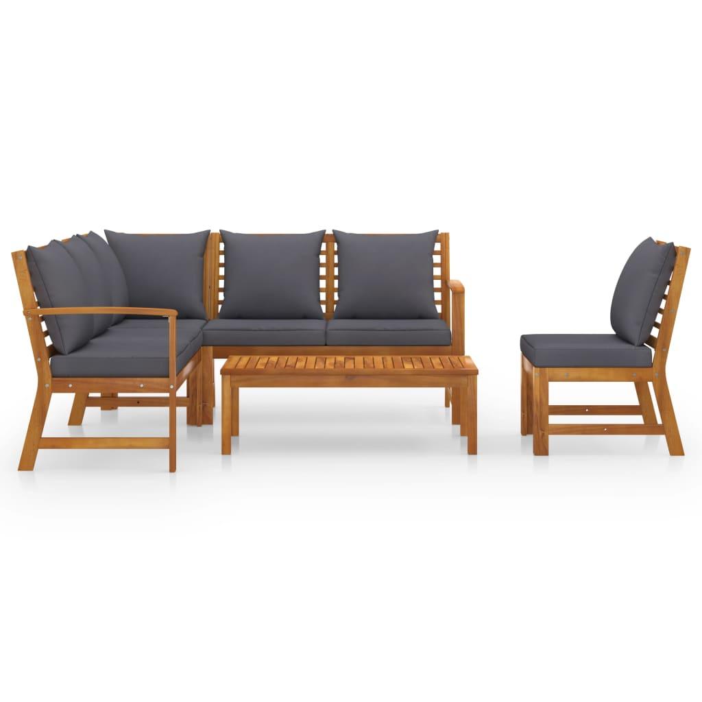 5 Piece Patio Lounge Set with Cushion Solid Acacia Wood at Set Shop and Smile