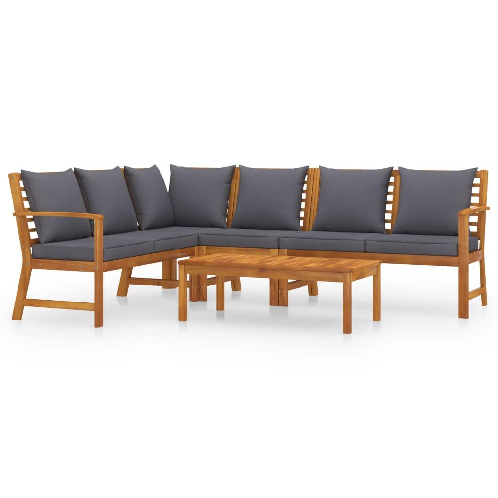 5 Piece Patio Lounge Set with Cushion Solid Acacia Wood at Set Shop and Smile