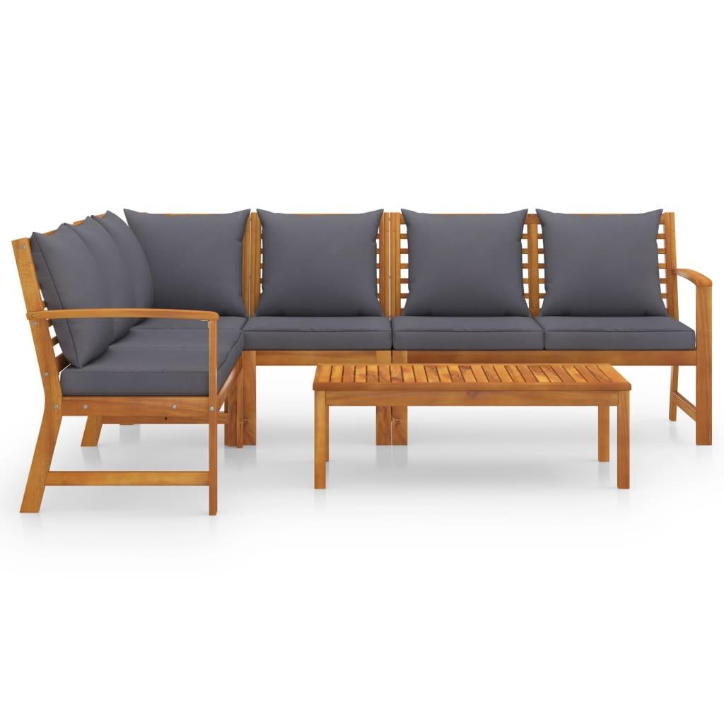 5 Piece Patio Lounge Set with Cushion Solid Acacia Wood at Set Shop and Smile