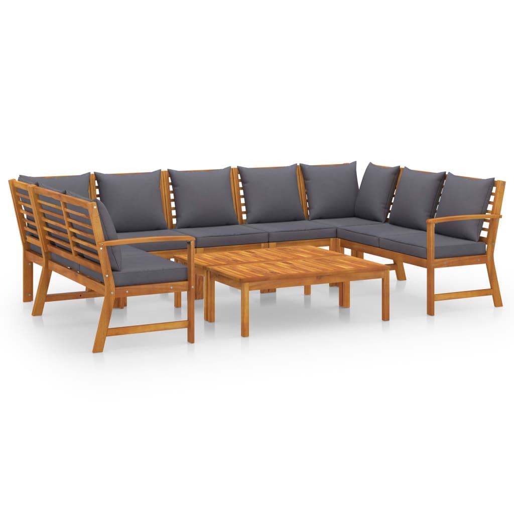 9 Piece Patio Lounge Set with Cushion Solid Acacia Wood at Set Shop and Smile
