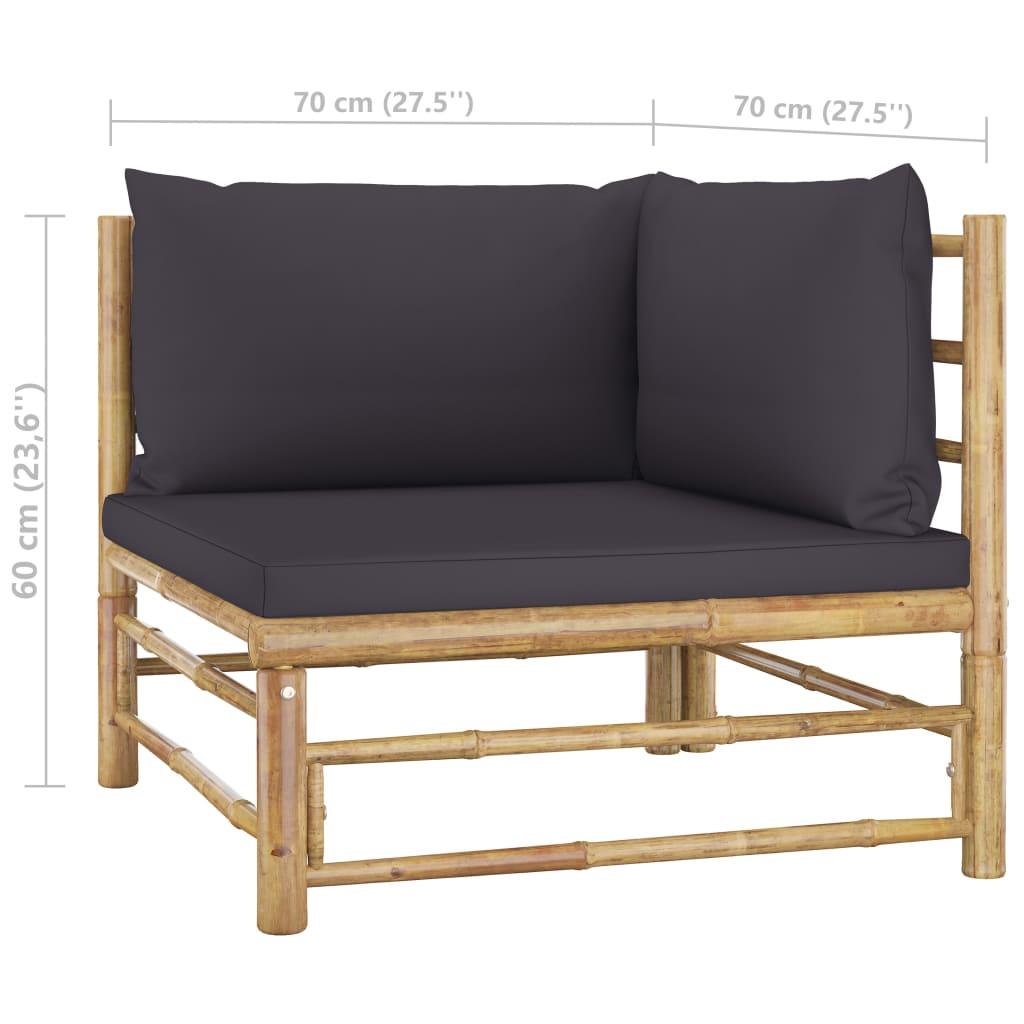 4 Piece Patio Lounge Set with Dark Gray Cushions Bamboo at Set Shop and Smile