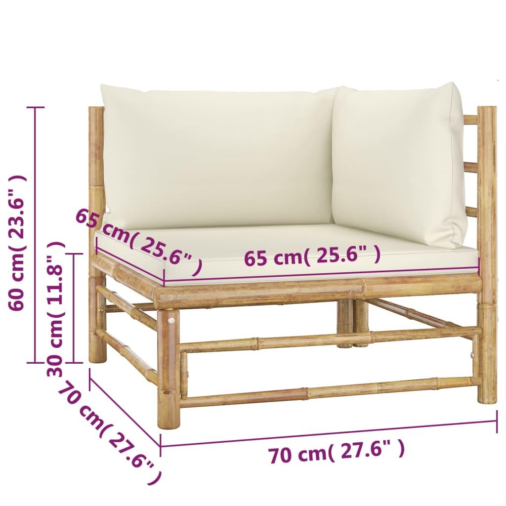 4 Piece Patio Lounge Set with Cream White Cushions Bamboo at Set Shop and Smile