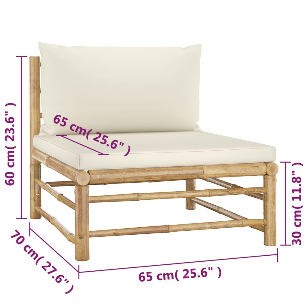4 Piece Patio Lounge Set with Cream White Cushions Bamboo at Set Shop and Smile