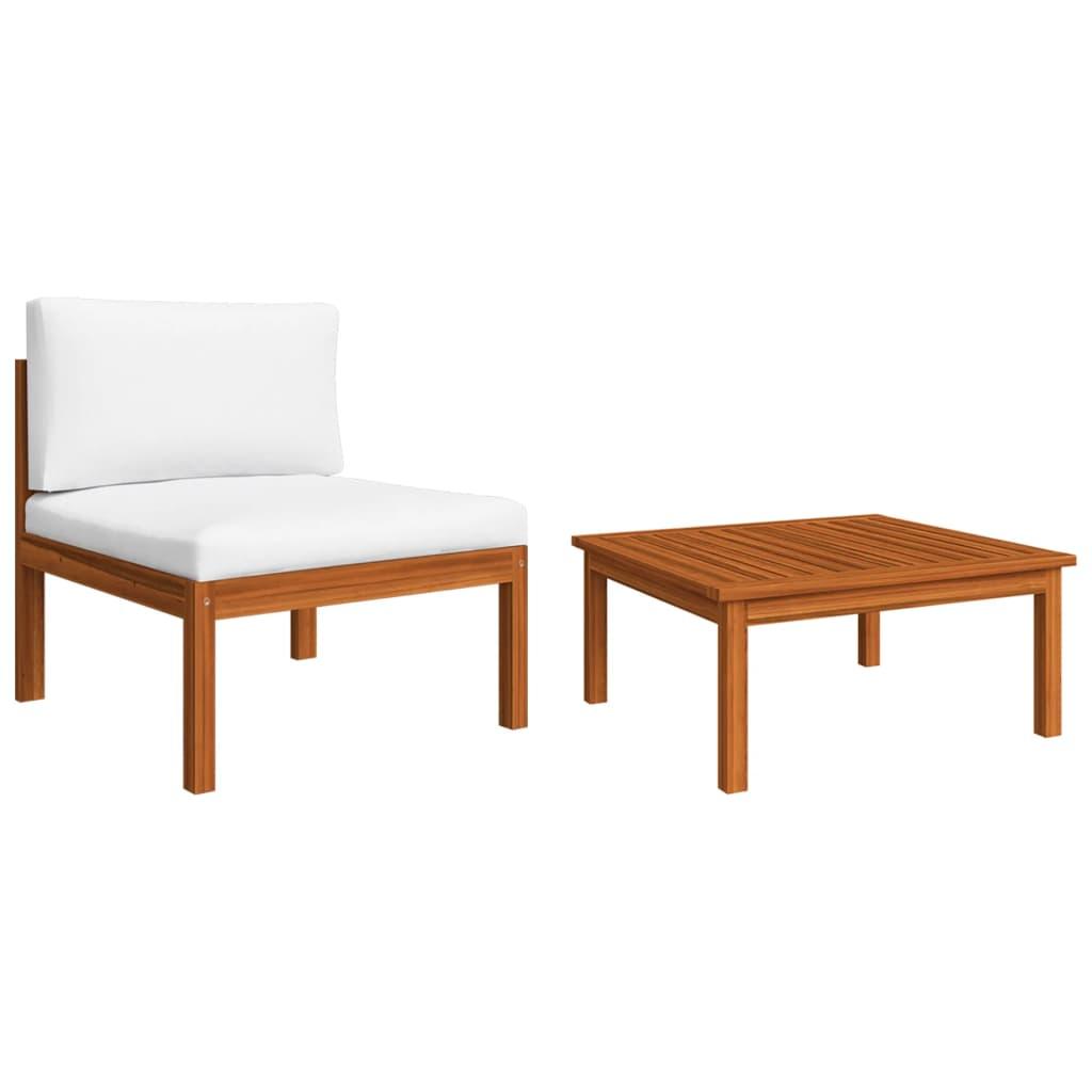 2 Piece Patio Lounge Set with Cushions Solid Acacia Wood at Set Shop and Smile