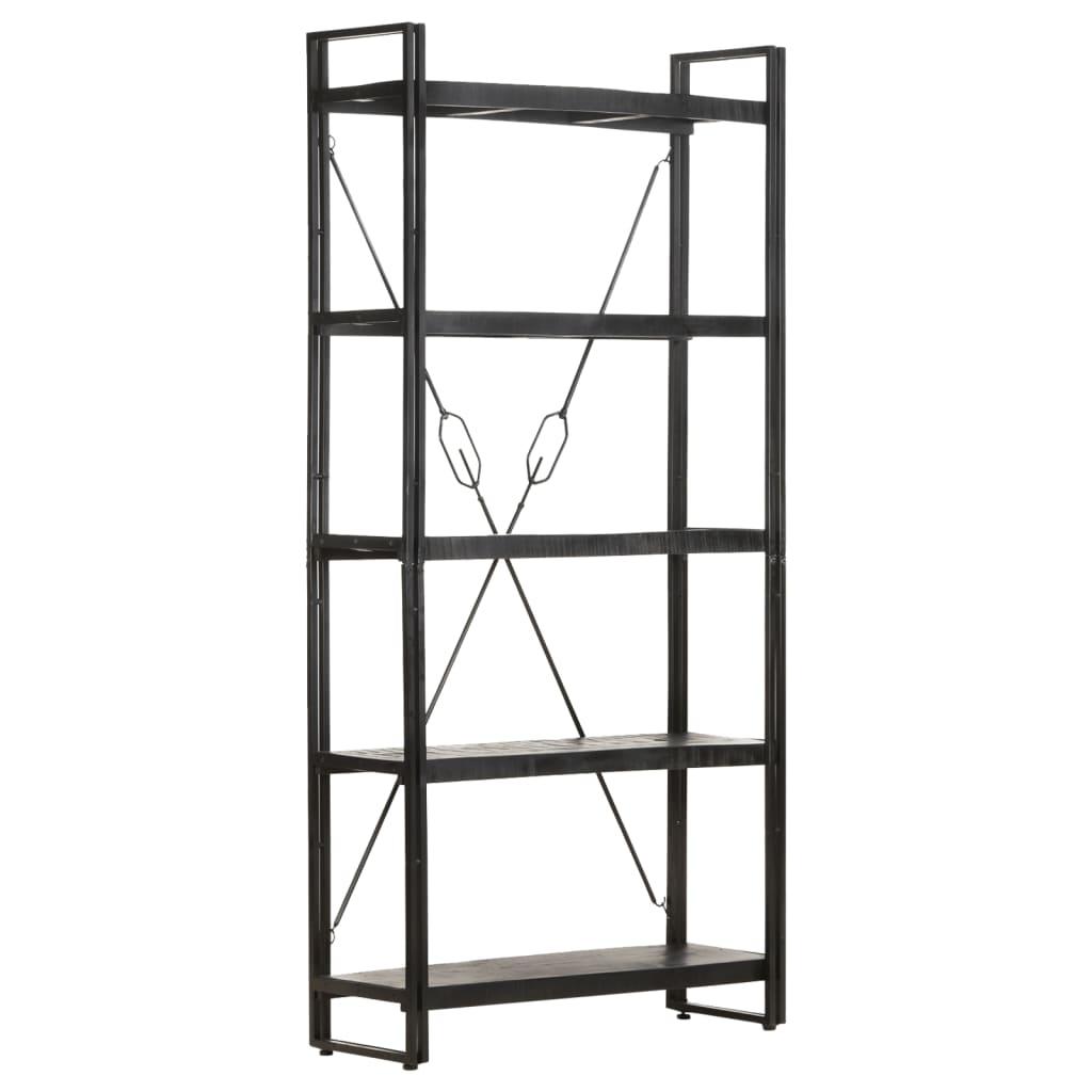5-Tier Bookcase Black 35.4"x11.8"x70.9" Solid Mango Wood at Set Shop and Smile