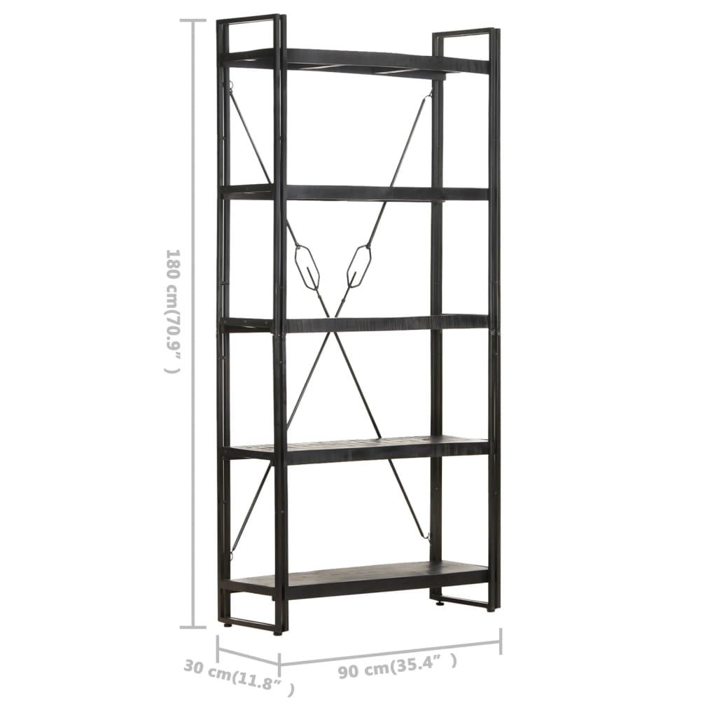 5-Tier Bookcase Black 35.4"x11.8"x70.9" Solid Mango Wood at Set Shop and Smile