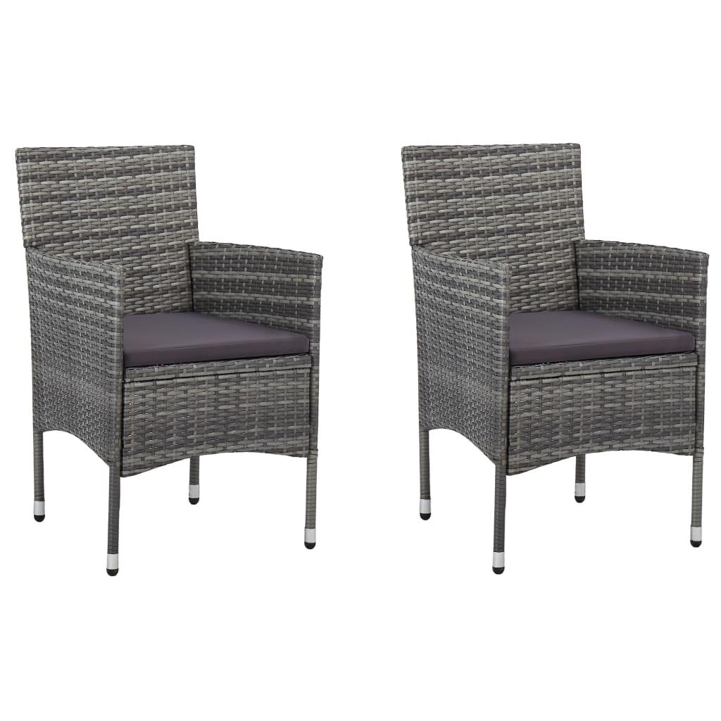 3 Piece Patio Dining Set Gray Poly Rattan and Glass at Set Shop and Smile