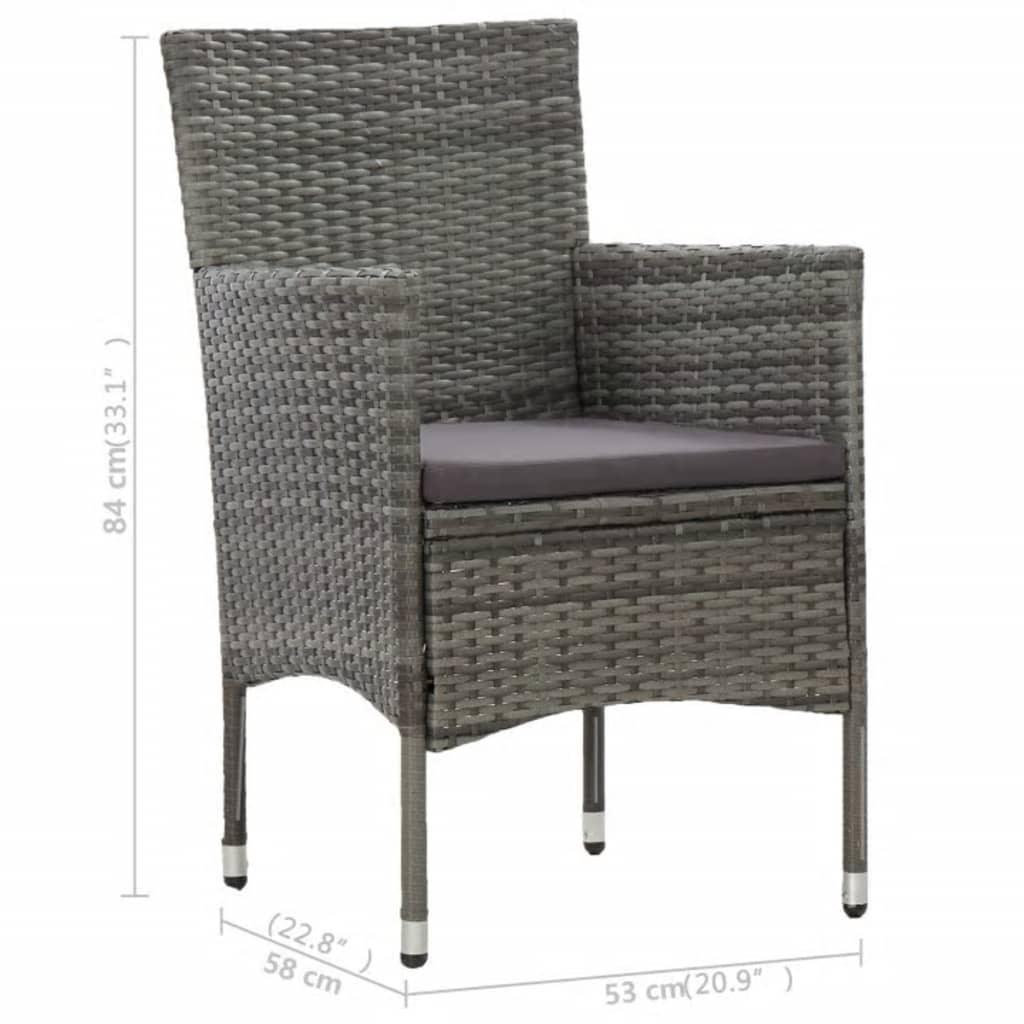 3 Piece Patio Dining Set Gray Poly Rattan and Acacia Wood at Set Shop and Smile