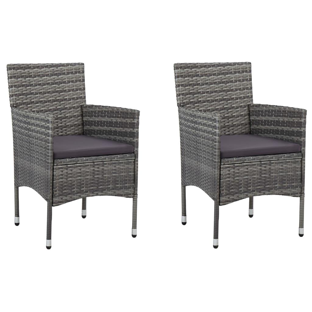 3 Piece Patio Dining Set Gray Poly Rattan and Acacia Wood at Set Shop and Smile
