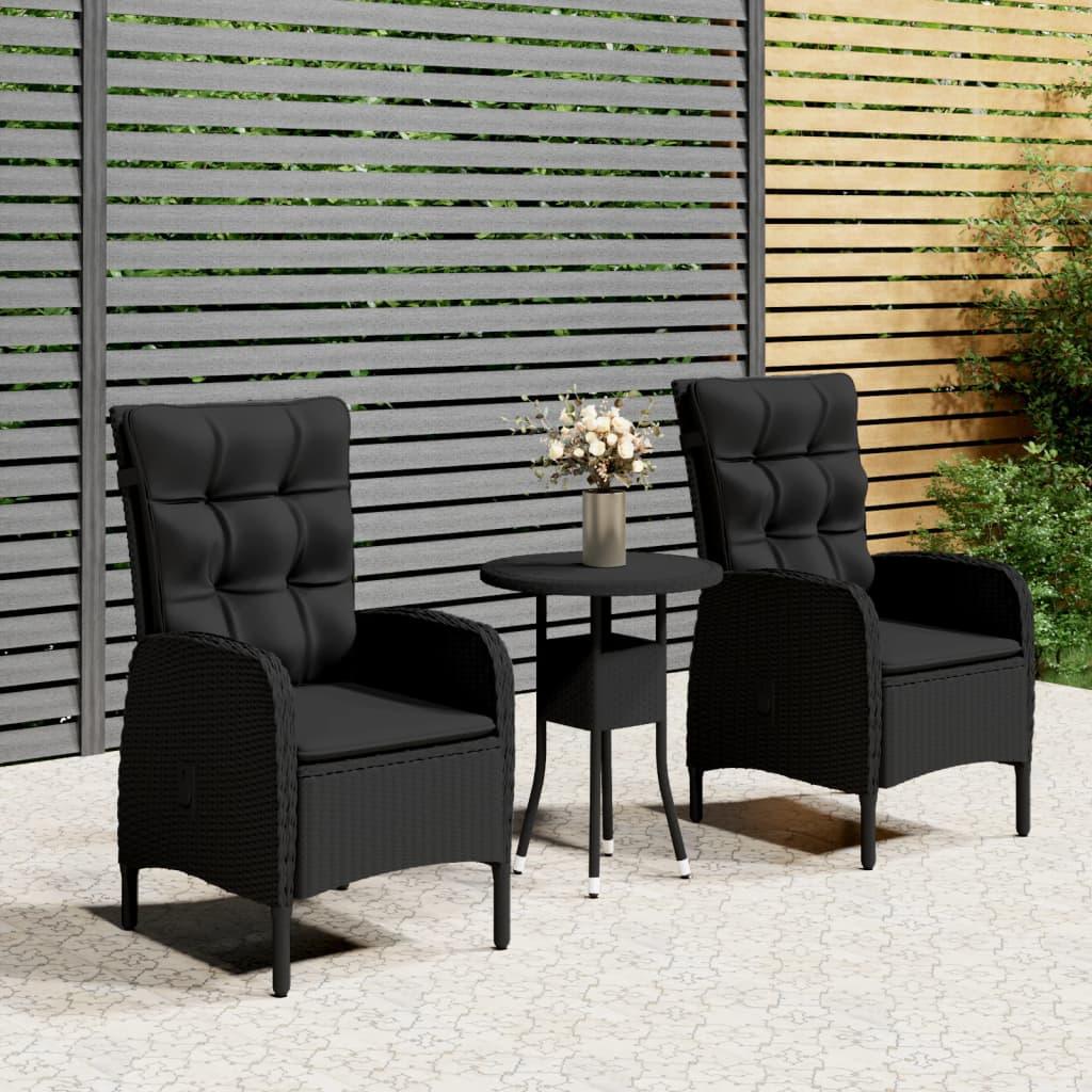 3 Piece Patio Bistro Set Poly Rattan Black at Set Shop and Smile