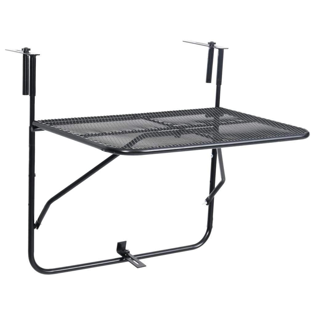 Balcony Table Black 23.6"x15.7" Steel at Set Shop and Smile