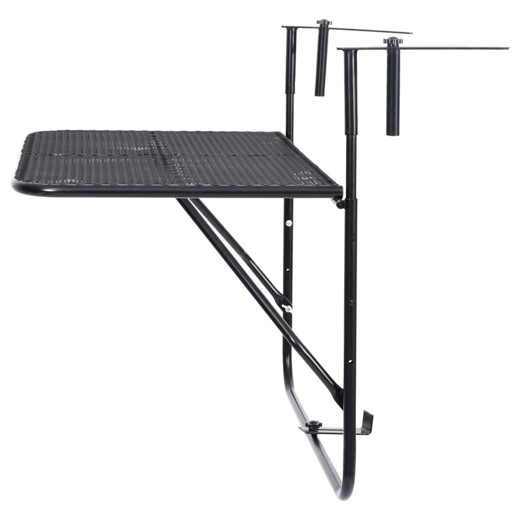 Balcony Table Black 23.6"x15.7" Steel at Set Shop and Smile