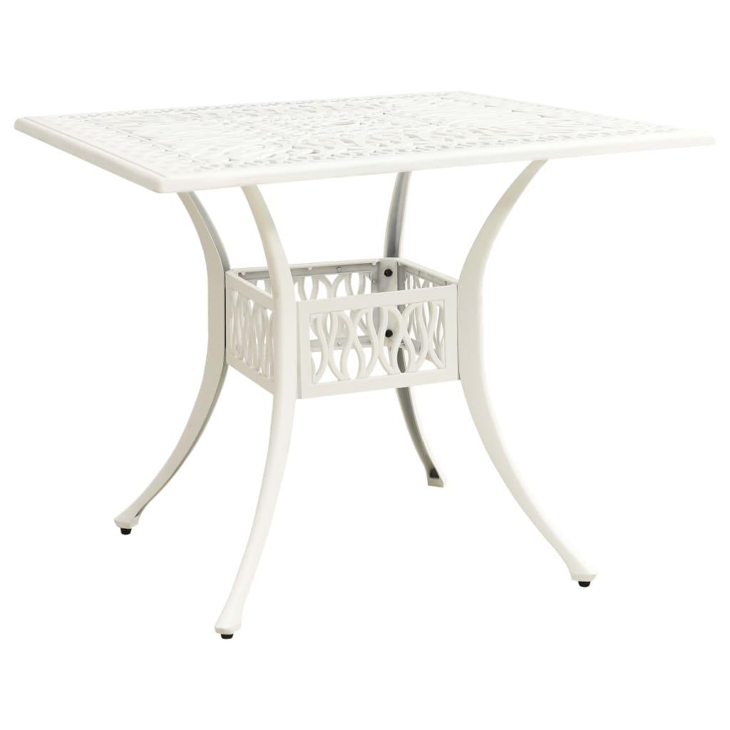 Patio Table White 35.4"x35.4"x28.7" Cast Aluminum at Set Shop and Smile