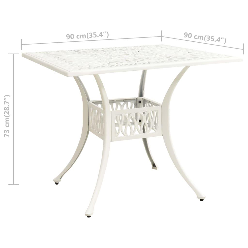 Patio Table White 35.4"x35.4"x28.7" Cast Aluminum at Set Shop and Smile