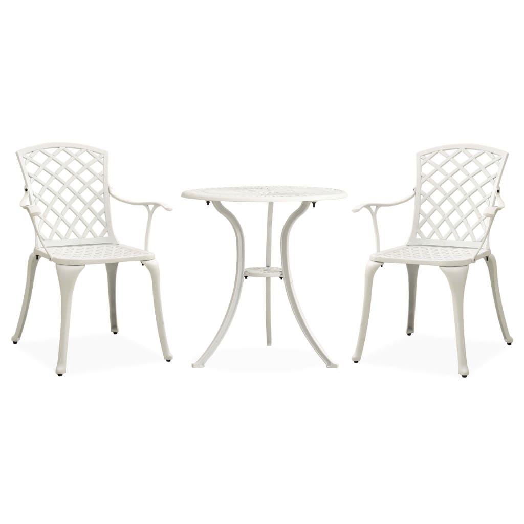 3 Piece Bistro Set Cast Aluminum White at Set Shop and Smile