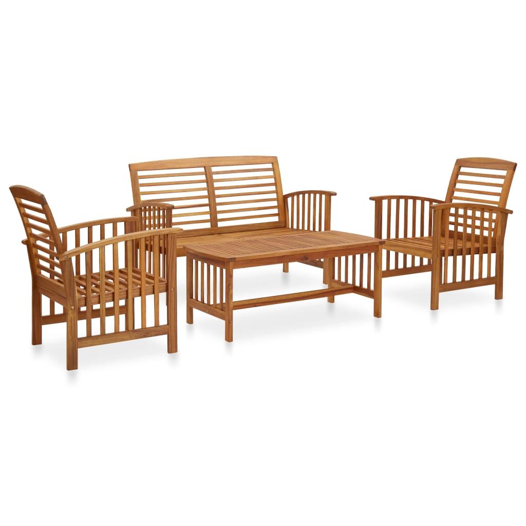 4 Piece Patio Lounge Set Solid Acacia Wood at Set Shop and Smile