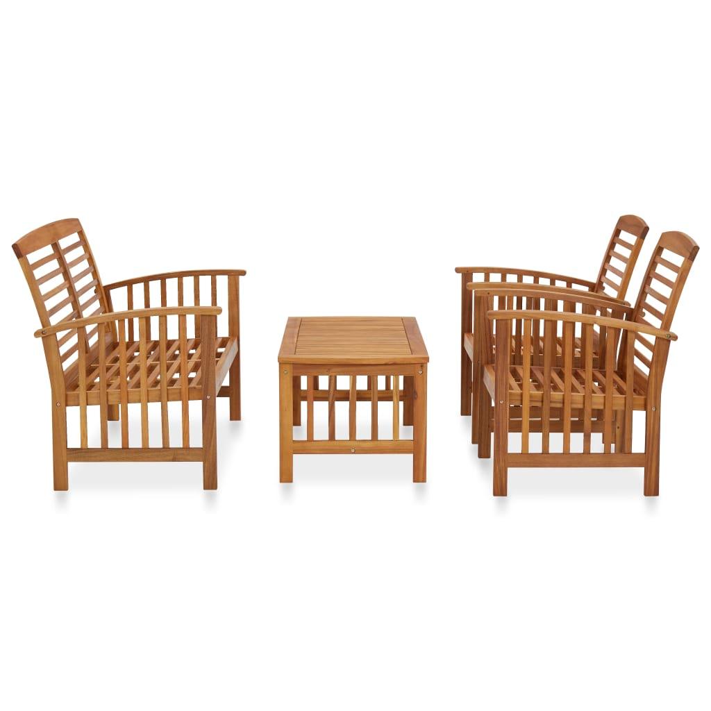 4 Piece Patio Lounge Set Solid Acacia Wood at Set Shop and Smile