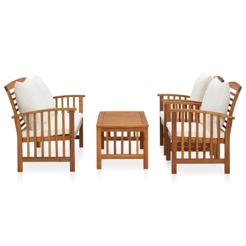 4 Piece Patio Lounge Set with Cushions Solid Acacia Wood at Set Shop and Smile