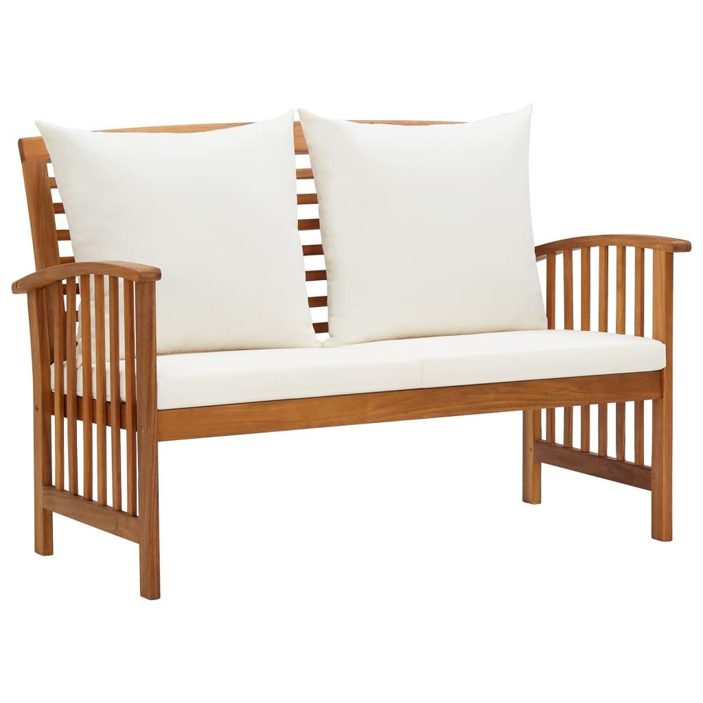 4 Piece Patio Lounge Set with Cushions Solid Acacia Wood at Set Shop and Smile