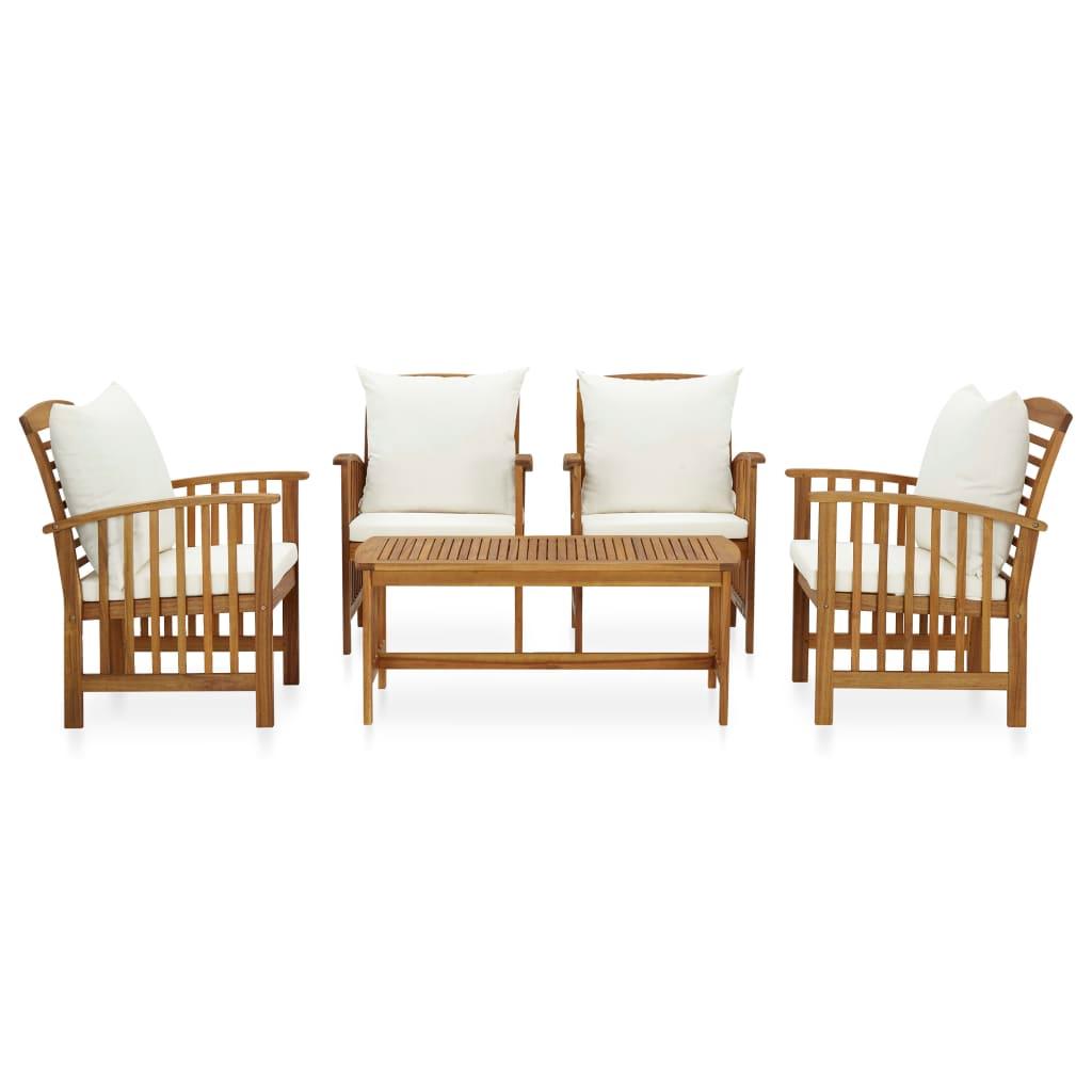 5 Piece Patio Lounge Set with Cushions Solid Acacia Wood at Set Shop and Smile