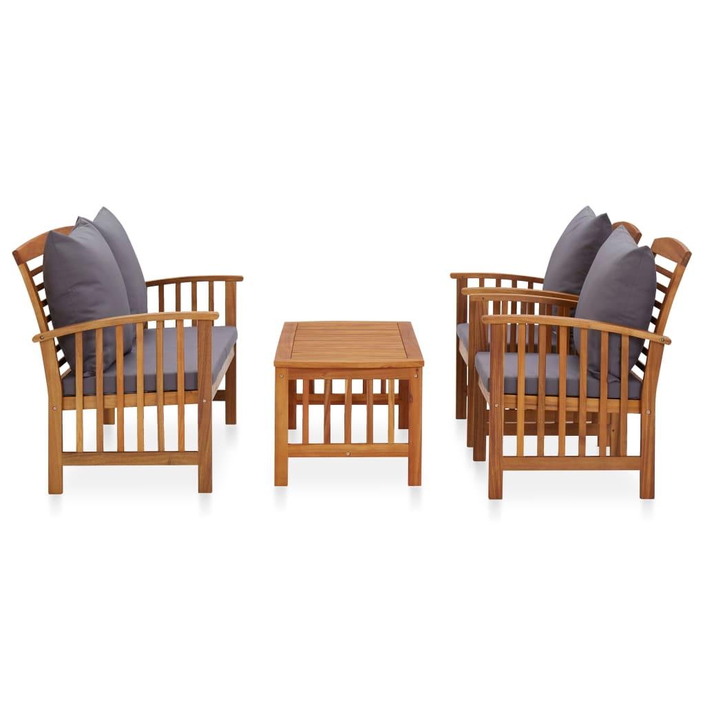 4 Piece Patio Lounge Set with Cushions Solid Acacia Wood at Set Shop and Smile