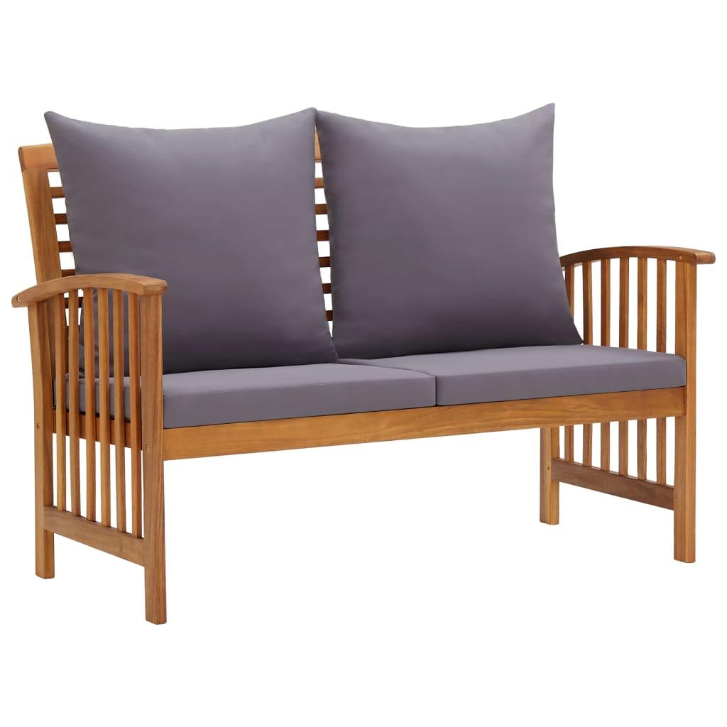 4 Piece Patio Lounge Set with Cushions Solid Acacia Wood at Set Shop and Smile