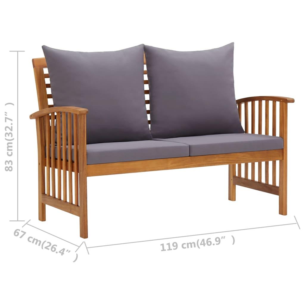 3 Piece Patio Lounge Set with Cushions Solid Acacia Wood at Set Shop and Smile