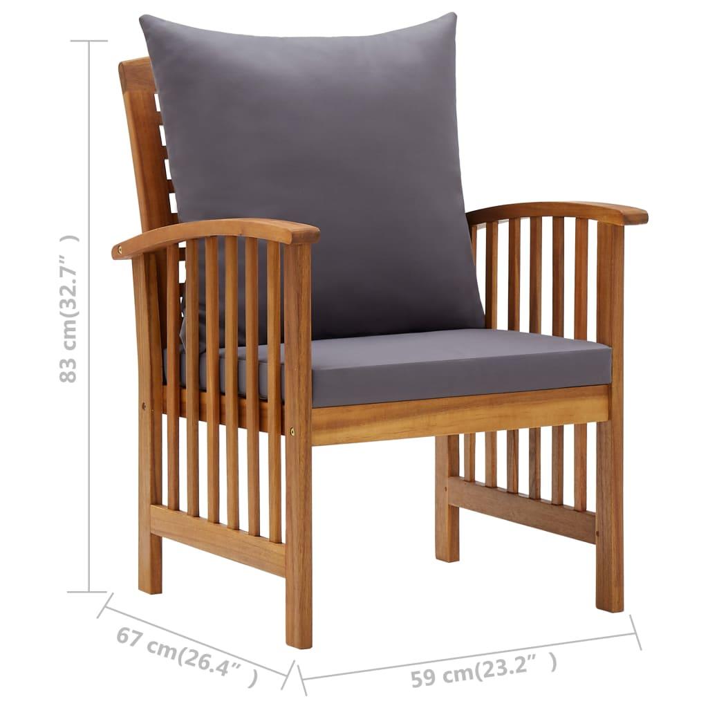 5 Piece Patio Lounge Set with Cushions Solid Acacia Wood at Set Shop and Smile