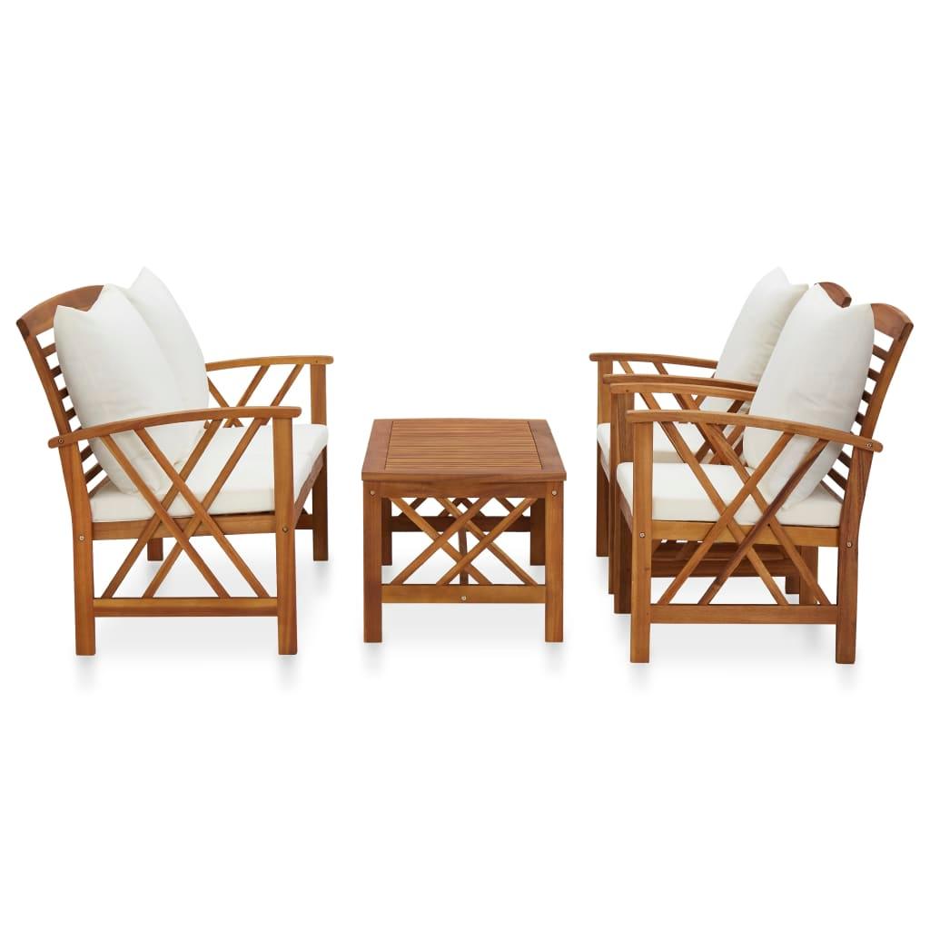 4 Piece Patio Lounge Set with Cushions Solid Acacia Wood at Set Shop and Smile