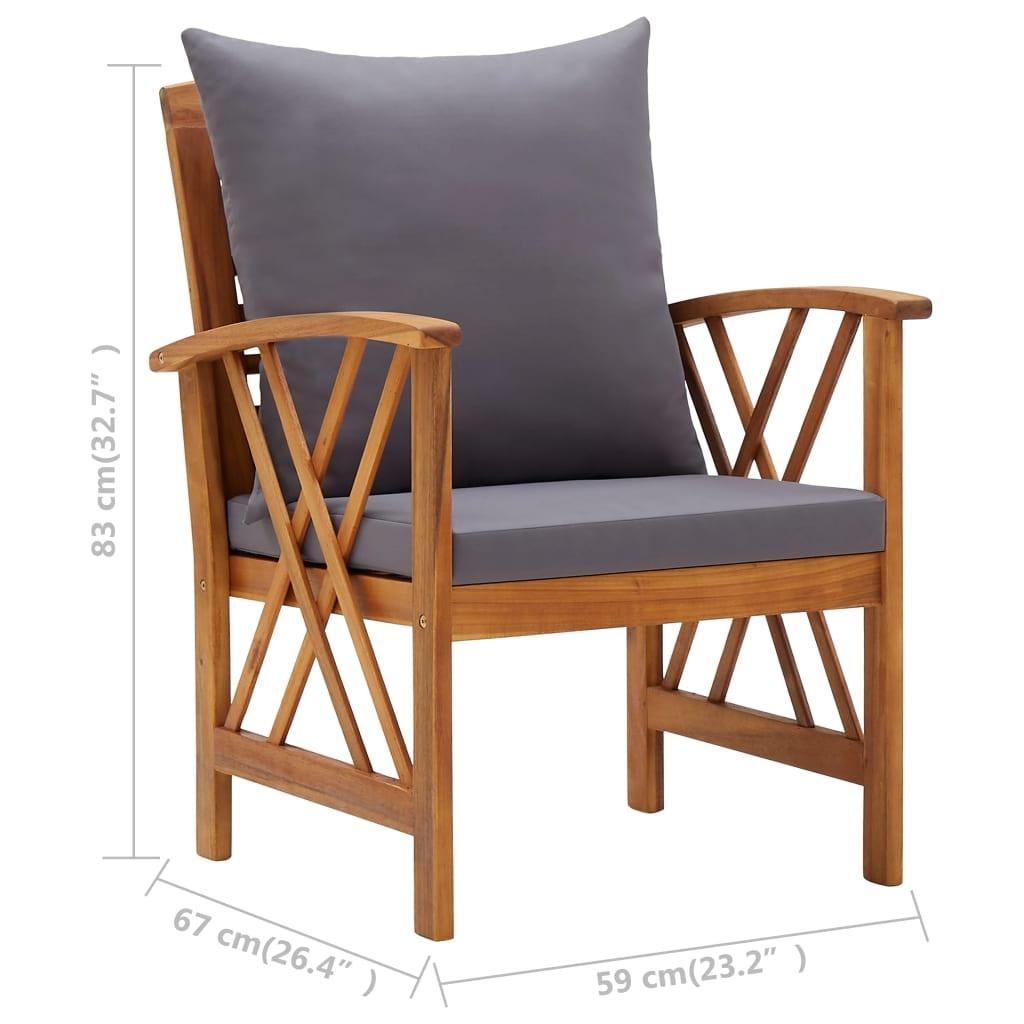 5 Piece Patio Lounge Set with Cushions Solid Acacia Wood at Set Shop and Smile