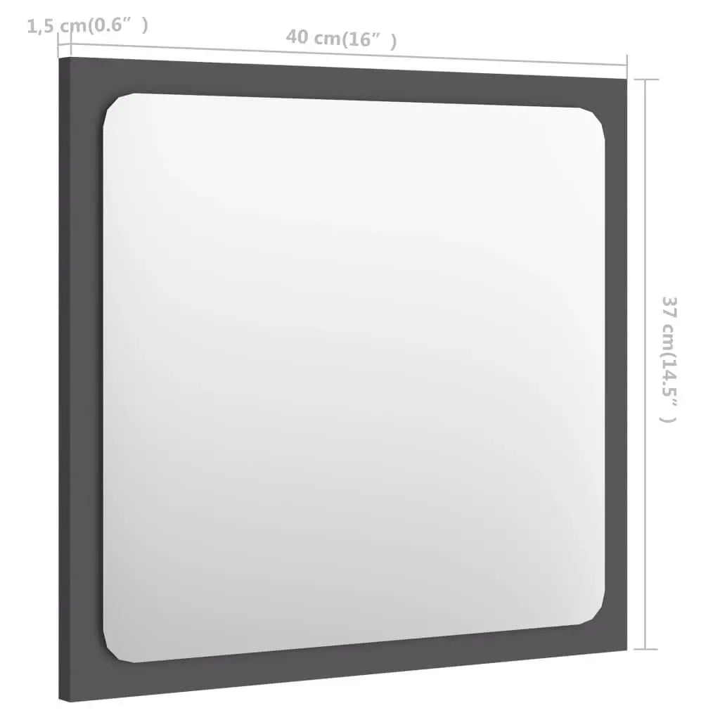 Bathroom Mirror Gray 15.7"x0.6"x14.6" Engineered Wood at Set Shop and Smile