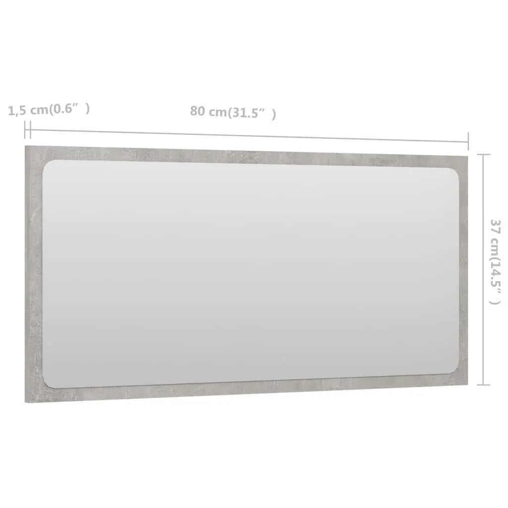 Bathroom Mirror Concrete Gray 31.5"x0.6"x14.6" Engineered Wood at Set Shop and Smile