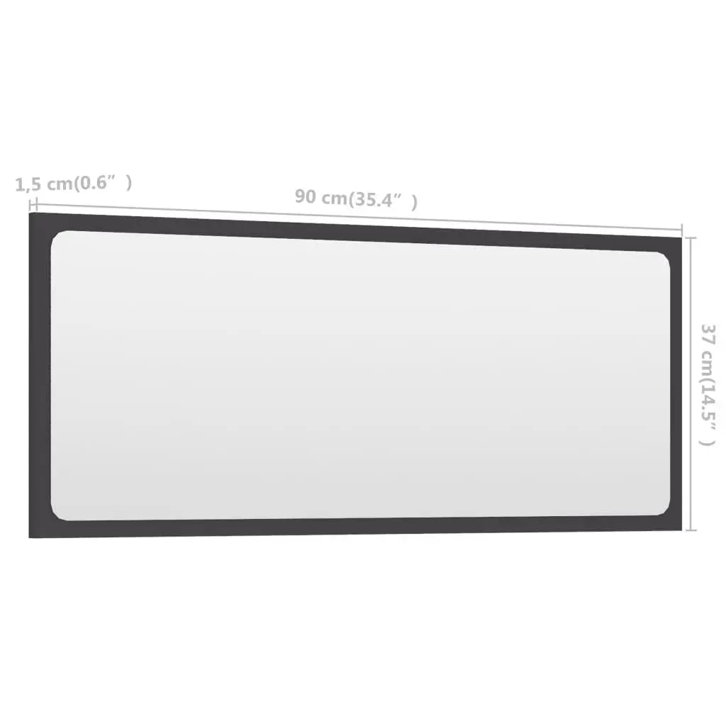 Bathroom Mirror Gray 35.4"x0.6"x14.6" Engineered Wood at Set Shop and Smile