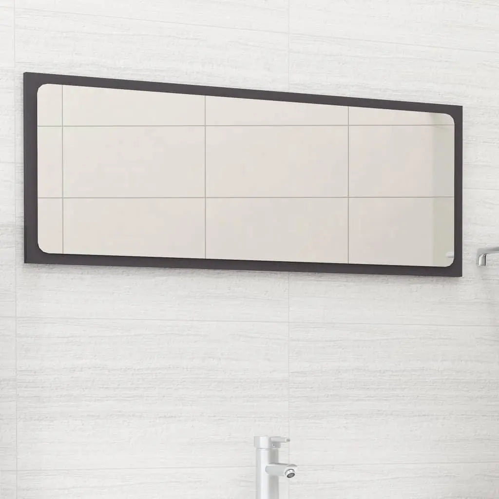 Bathroom Mirror Gray 35.4"x0.6"x14.6" Engineered Wood at Set Shop and Smile