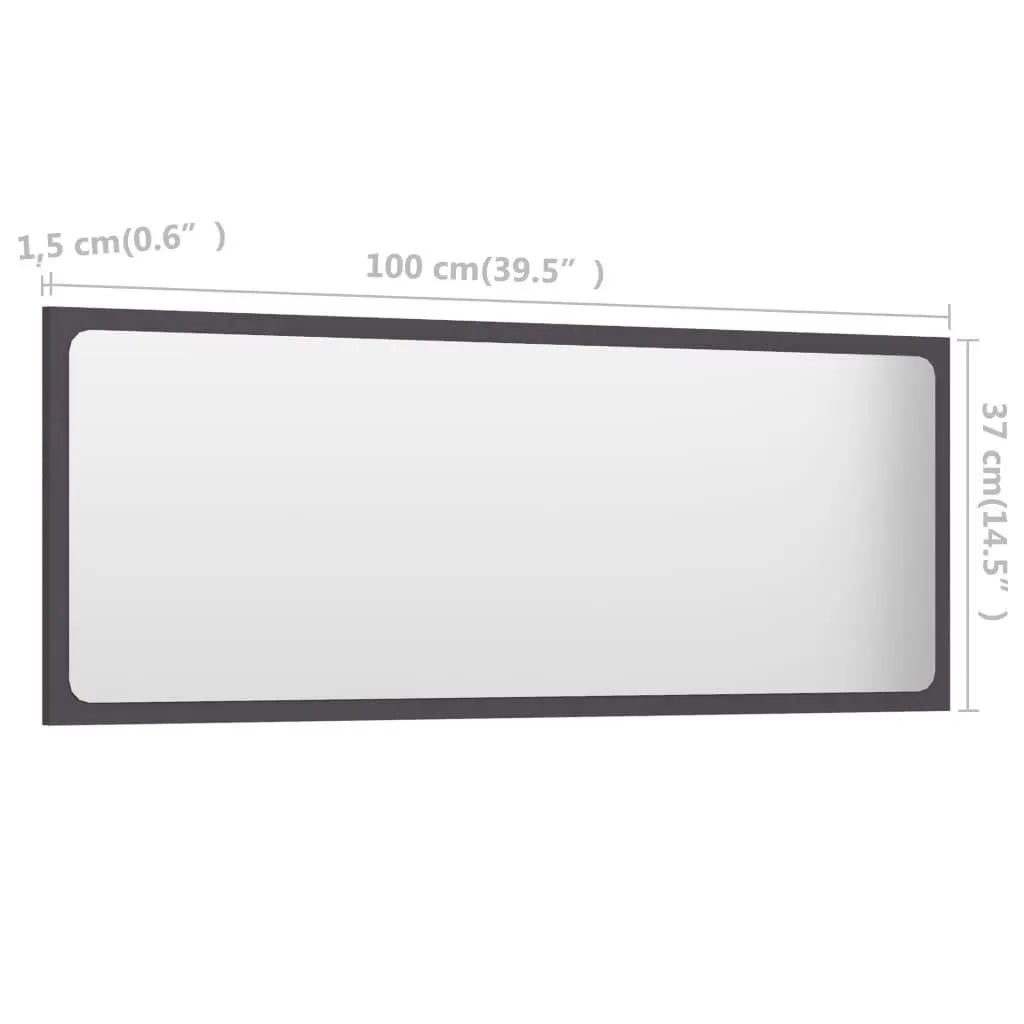 Bathroom Mirror Gray 39.4"x0.6"x14.6" Engineered Wood at Set Shop and Smile