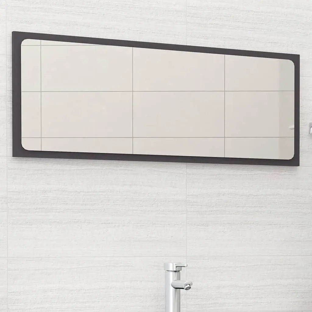 Bathroom Mirror Gray 39.4"x0.6"x14.6" Engineered Wood at Set Shop and Smile
