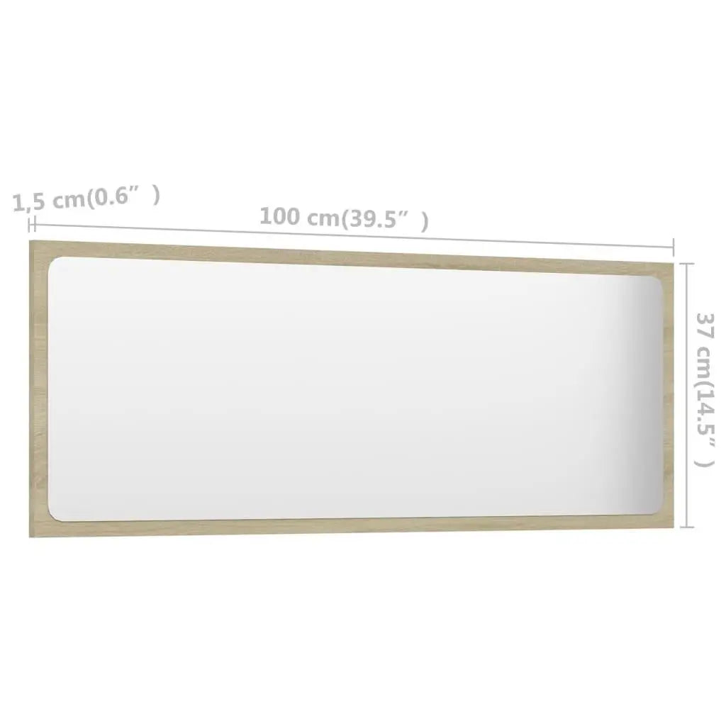 Bathroom Mirror Sonoma Oak 39.4"x0.6"x14.6" Engineered Wood at Set Shop and Smile