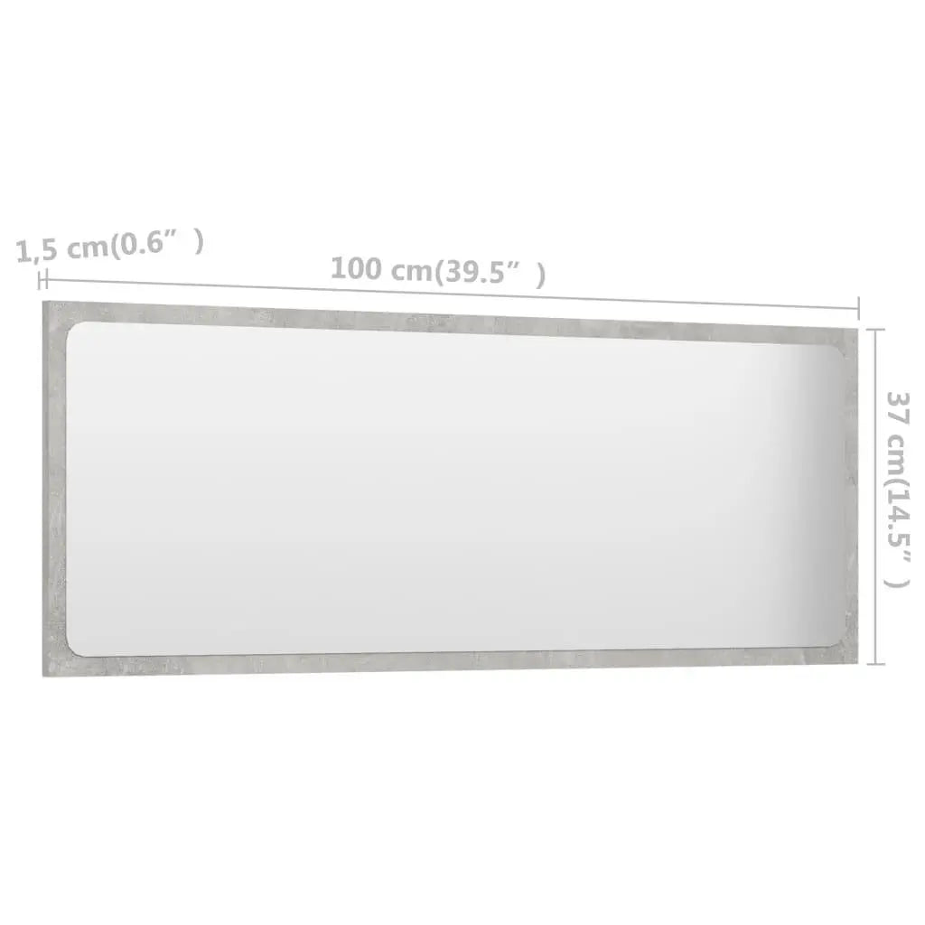Bathroom Mirror Concrete Gray 39.4"x0.6"x14.6" Engineered Wood at Set Shop and Smile