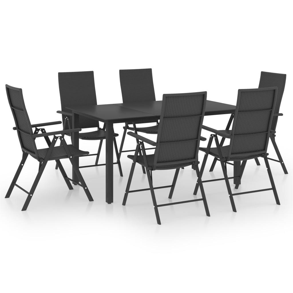 7 Piece Patio Dining Set Black at Set Shop and Smile